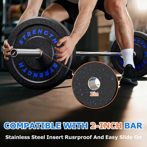 Vista 7 de XDDIAS Placas de parachoques de 2 pulgadas, juego de discos de peso olímpicos de goma para entrenamiento de fuerza en el gimnasio en casa, 20-260