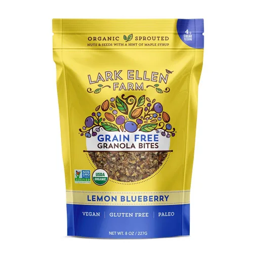Vista 13 de Lark Ellen - Mordeduras sin granos Vanilla Cinnamon, Cacao Cherry, and Berrylicious sprouted grain-free clusters, Certified Organic, Vegan