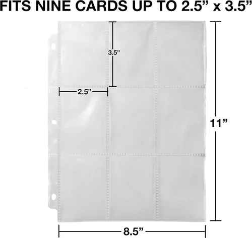 Vista 3 de Samsill Paquete de 40 protectores de páginas de 9 bolsillos, fundas para tarjetas de intercambio, páginas de béisbol para carpeta de 3 anillos