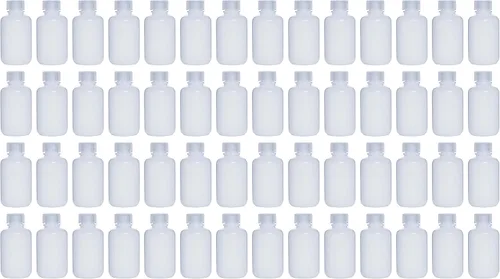 Vista 9 de Botellas de reactivo de HDPE de boca estrecha de 2.0 fl oz, 2 onzas, con tapas de polipropileno, paquete de 20