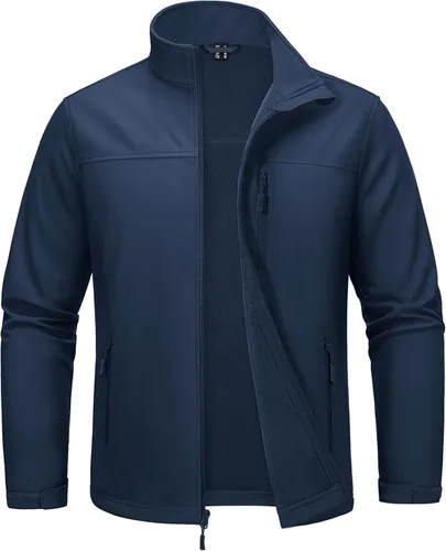 Vista 9 de MAGCOMSEN Chaqueta ligera Softshell para hombre, con forro polar, impermeable, cortavientos, para senderismo al aire libre
