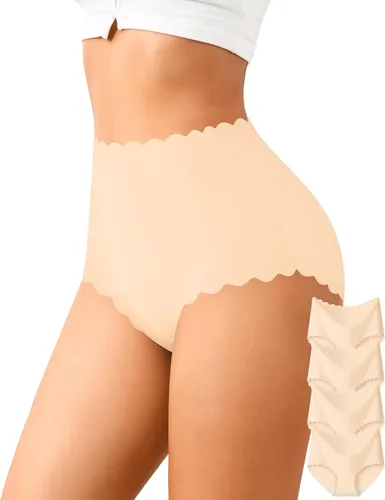 Vista 7 de ASIMOON - Ropa interior de cintura alta sin costuras para mujer, suave y elástica, sin marcas, bragas de cobertura completa, paquete múltiple