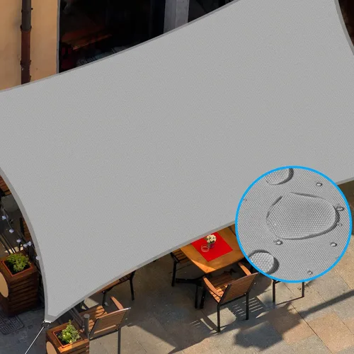 Vista 9 de Toldo tipo vela con kit de herramientas, impermeable, 6.5 x 10 pies, rectangular, con bloqueo UV, refugio para patio al aire libre, patio, césped