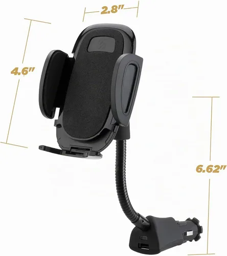 Vista 6 de Scosche Soporte universal para teléfono de automóvil de 12 V con cargador USB, soporte para teléfono con adaptador de encendedor de cigarrillos