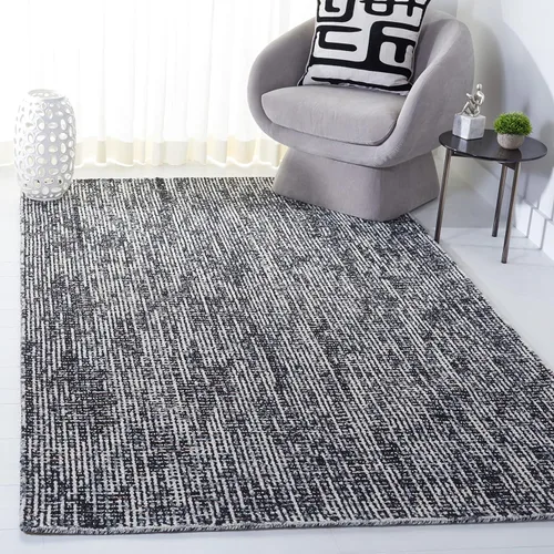 Vista 18 de SAFAVIEH Abstract Collection - Alfombra decorativa, 2 x 3 pies, color negro y marfil, lana hecha a mano, ideal para zonas de alto tráfico