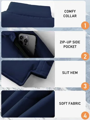 Vista 10 de XinYangNi Chaleco de invierno con forro polar para hombre, chaqueta de burbujas cálida e informal