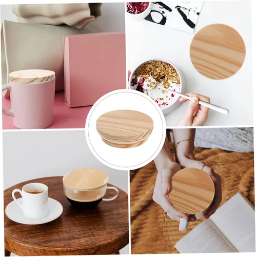 Vista 4 de Yardwe Tarro hermético de madera con tapa de madera, tapas de conservas, tapas para latas de cerveza, tapa de sellado de madera, tapas de vidrio