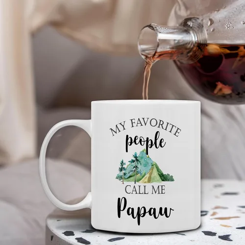 Vista 6 de Taza de Papaw QASHWEY, Tazas de Café de Regalo de Nietos para Abuelo, Regalos de Abuelo Papaw, Taza del Día del Padre Taza de Té para Abuelo, Mis