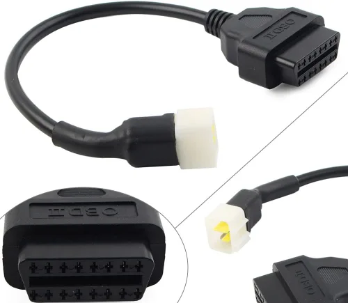 Vista 3 de 6Pins OBD2 motocicleta escáner herramienta de diagnóstico adaptador adaptador de cable, cable lector de código para Delphi