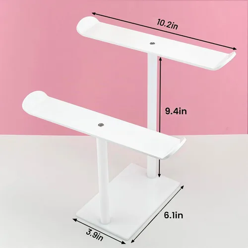 Vista 7 de Soporte para diadema, 2 niveles de acrílico para el cabello, organizador de exhibición