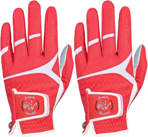 Vista 9 de Guantes de golf para hombre, cuero sintético de alta calidad, agarre estable, paquete de dos