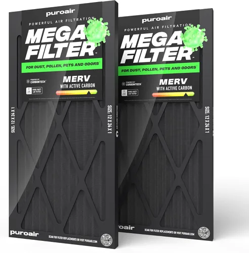 Vista 35 de PuroAir Filtro Mega - Filtro de aire de 12x12x1 MERV 13 para el hogar con carbón activado - Filtros alérgenos, caspa de mascotas, humo, polvo