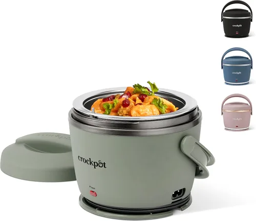 Vista 2 de Crock-Pot Fiambrera eléctrica y lonchera eléctrica, calentador de alimentos portátil para viajes, automóvil, para llevar, 20 onzas, rosa rubor