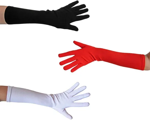 Vista 2 de Guantes de disfraz negros (longitud del codo) Adulto Adolescente Halloween Cosplay Party, Negro