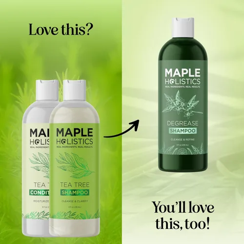 Vista 6 de Juego de champú y acondicionador de árbol de té, champú y acondicionador clarificante sin sulfato para el cuidado del cabello graso y el cuero