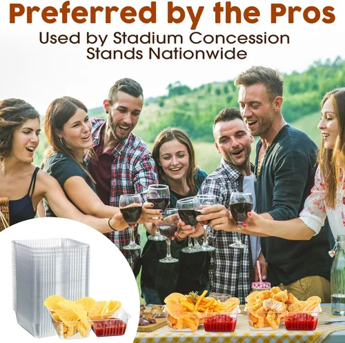 Vista 5 de Vesici 100 Piezas Bandejas de Nachos Desechables de 12oz de 2 Compartimentos Bandeja de Comida y Aperitivos Suministros para Puesto de Concesión