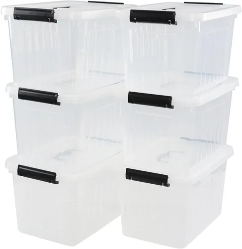 Vista 2 de Sandmovie Caja de almacenamiento de plástico transparente de 12 cuartos de galón, 6 paquetes