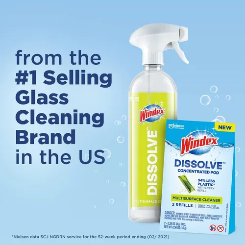 Vista 8 de Windex Disolver cápsulas concentradas, limpiador multisuperficie, 2 cápsulas de repuesto concentradas solubles