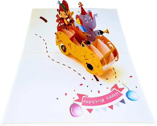 Vista 5 de iGifts And Cards Tarjeta emergente de fiesta de cumpleaños de la selva de 5 x 7 pulgadas – Divertido saludo 3D de celebración de animales