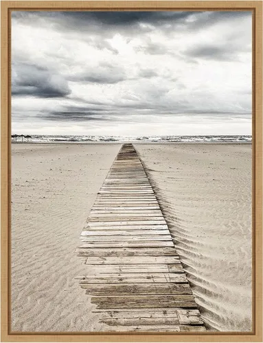 Vista 9 de Amanti Art Framed Canvas Wall Art 24x18 Sandy Beach Boardwalk by Incado, Framed Wall Art Canvas, Beach Artwork, Traditional Decor, Medium Poster