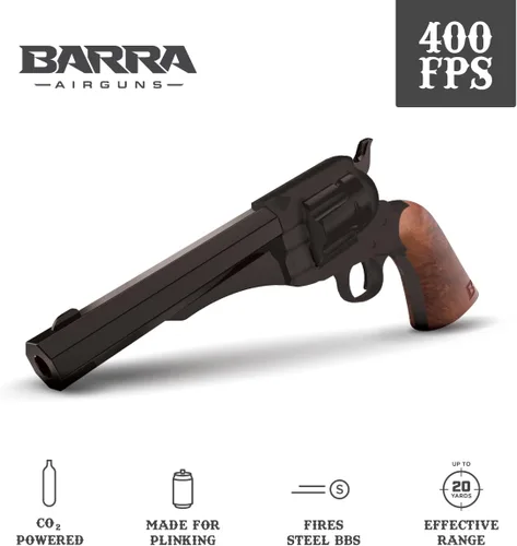 Vista 2 de Kit de pistola de CO2 negro 1858 con 2 cartuchos de CO2 250 BBS (1858s)