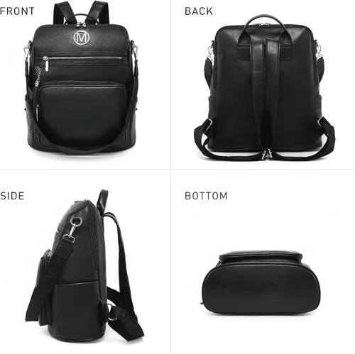 Vista 84 de MKP COLLECTION Mochila de moda para mujer, bolsa convertible grande para mujer, mochila de viaje, bolsa de hombro, juego de 2 piezas con borla, Beige