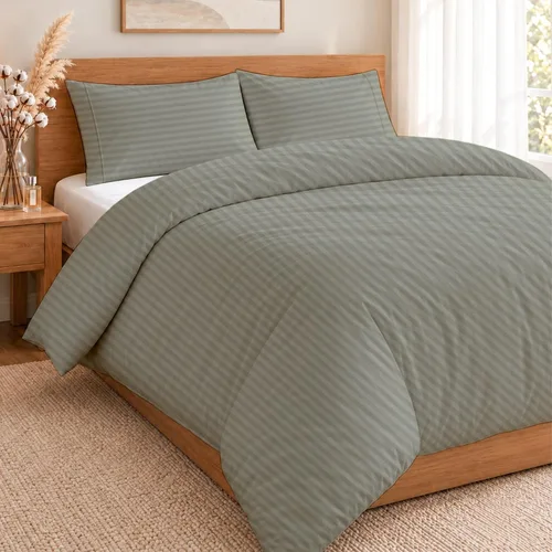 Vista 112 de ARlinen Juego de funda de edredón de tamaño individual, 100% algodón egipcio, juego de ropa de cama de 3 piezas con cierre de cremallera, incluye 1