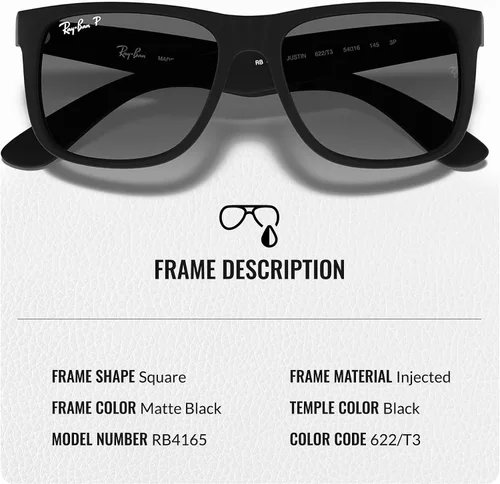 Vista 3 de Ray-Ban RB4165 JUSTIN CLASSIC - Gafas de sol de forma cuadrada con kit oficial de gafas