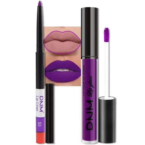 Vista 21 de evpct Juego de 2 lápices delineador de labios y lápiz labial líquido mate de 24 horas, color ciruela púrpura, maquillaje para mujer, lápiz labial