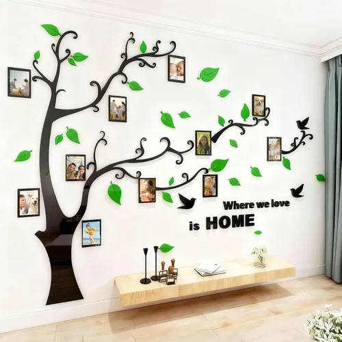 Vista 11 de Calcomanías de pared de árbol 3D - DIY, calcomanías de marcos de fotos y árbol de pared, marcos para fotos familiares, murales con calcomanías