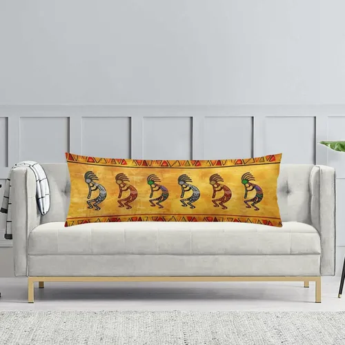 Vista 4 de Funda de almohada de cuerpo rústico del suroeste nativo americano Kokopelli étnico tribal largo protector con cremallera, fundas de almohada