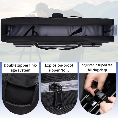 Vista 7 de IBVIVIC Funda de Transporte para Trípode, Bolsa de Trípode Resistente con Divisor Acolchado, Bolsa de Soporte de Luz, Funda de Monopié