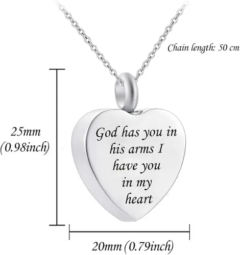 Vista 2 de Joyas para cenizas con inscripción God has You in his arms - con alas de ángel - Collar con dije