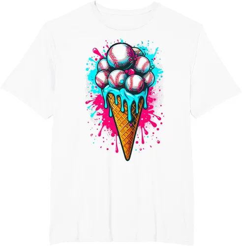 Vista 9 de Camiseta de béisbol de acuarela de helado de béisbol