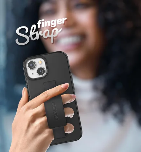 Vista 2 de ENCASED Funda de agarre con correa de mano, diseñada para iPhone 15 con bucle para el dedo (2023) Soporte de teléfono de silicona cómodo - Negro