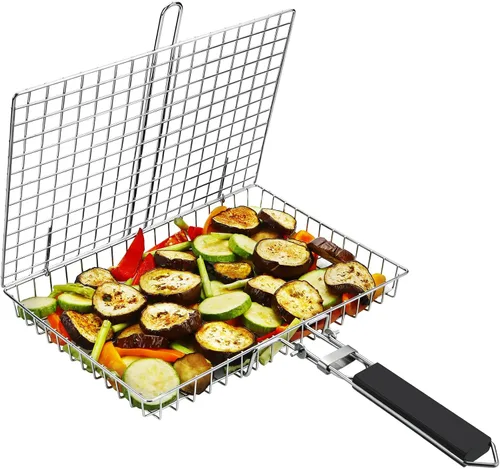 Vista 4 de Cesta para barbacoa - Cesta para parrilla de pescado y estante - Accesorios para exteriores