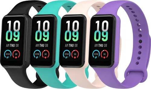 Vista 9 de 4PACKS Watch Bands Compatible with Amazfit Band 7 Strap,Silicone Metal Buckle Adjustable Wristband Bracelet Sport Strap for Replacement