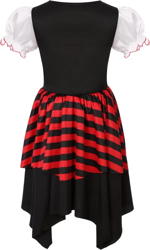 Vista 2 de Girls Pirate Costume Buccaneer Princess Dress Up Set for Kids Halloween Cosplay Party