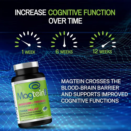 Vista 5 de MagteinPRO - Suplemento de L-treonato de magnesio y mag acetil taurinato, fórmula de memoria, sueño y salud cerebral para hombres y mujeres, apoyo