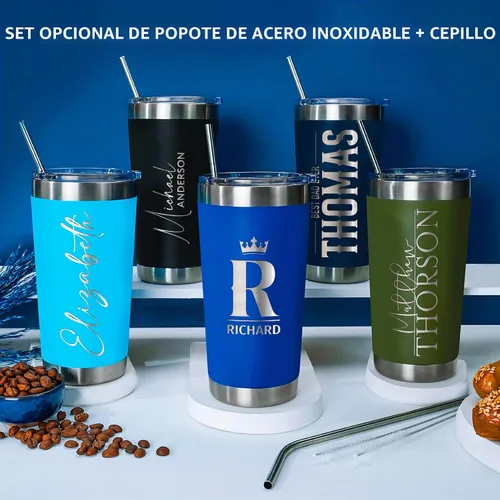 Vista 8 de Vasos de viaje personalizado de 20 y 30 onzas, con aislamiento Verde militar