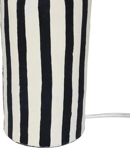 Vista 5 de Tov Furniture Maiori Negra Rayada Lámpara de Mesa de Papel Maché Rayas negras