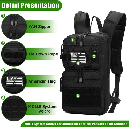 Vista 2 de Mochila de hidratación táctica 1050D con vejiga de agua de TPU de 3 litros, mochila de agua militar Molle perfecta para hombres y mujeres, paquete