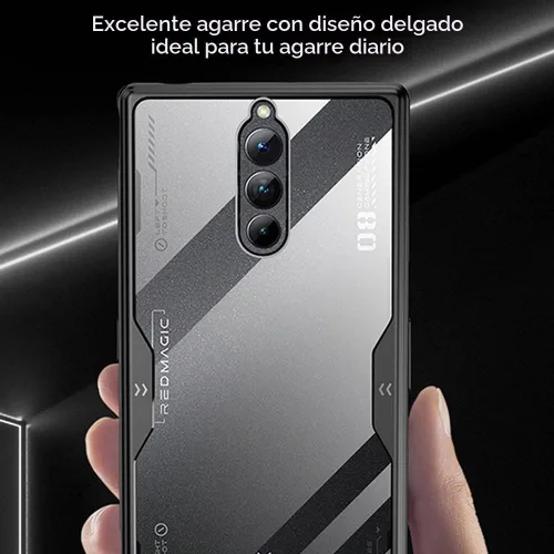 Vista 6 de QUIETIP Funda para Red Magic 8 Pro / 8S Pro con protector de pantalla, parte trasera dura transparente de policarbonato a prueba de golpes, borde