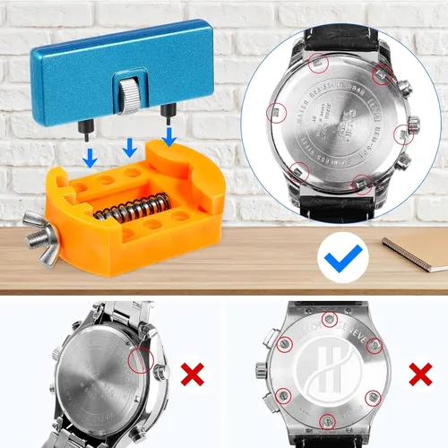 Vista 3 de JOREST Kit de repuesto de batería de reloj, llave de reloj, removedor de espalda para girar la cubierta del reloj, juego de abridor de caja de reloj