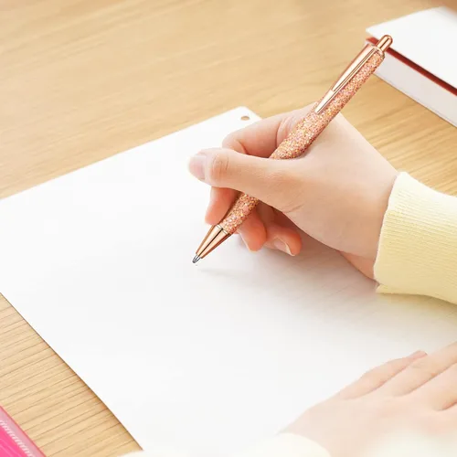 Vista 6 de Woanger Juego de 30 bolígrafos de lujo para mujeres y niñas, 10 bolígrafos brillantes y bonitos con purpurina, bolígrafo retráctil para escribir