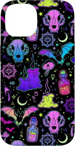 Vista 4 de Funda de brujería mágica para iPhone 16 con diseño gótico pastel de Halloween