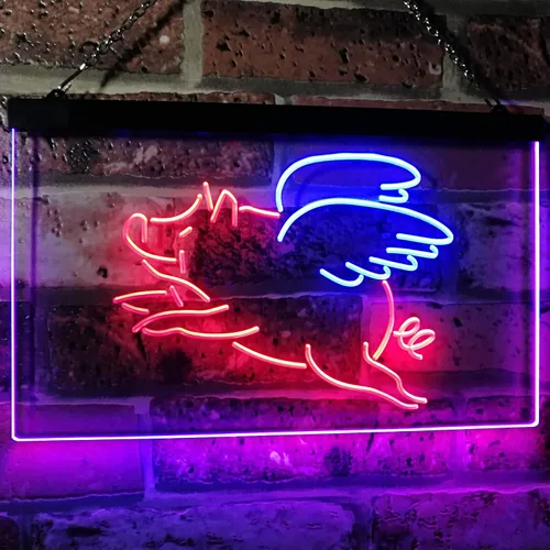 Vista 2 de ADVPRO Flying Pig St6s32-i3110-br - Letrero de neón LED de doble color, azul y rojo, 12 x 8.5 pulgadas