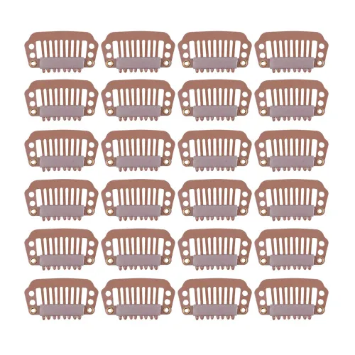 Vista 8 de YANTAISIYU 24 unids/1.102 in 8 dientes Metal peluca clips con goma Snap Clips para peluca Hairpiece Hair Extension Accesorios (negro)