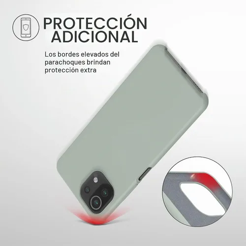 Vista 5 de kwmobile Funda compatible con Xiaomi 11 Lite (5G) NE/Mi 11 Lite (5G) - Funda de silicona TPU con acabado suave - Gris Verde