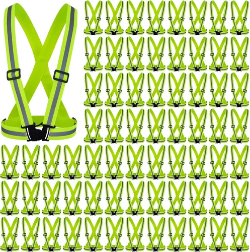 Vista 22 de Hercicy 20 chalecos reflectantes de alta visibilidad, correas ajustables para equipo de correr, reflector ligero para construcción (negro)